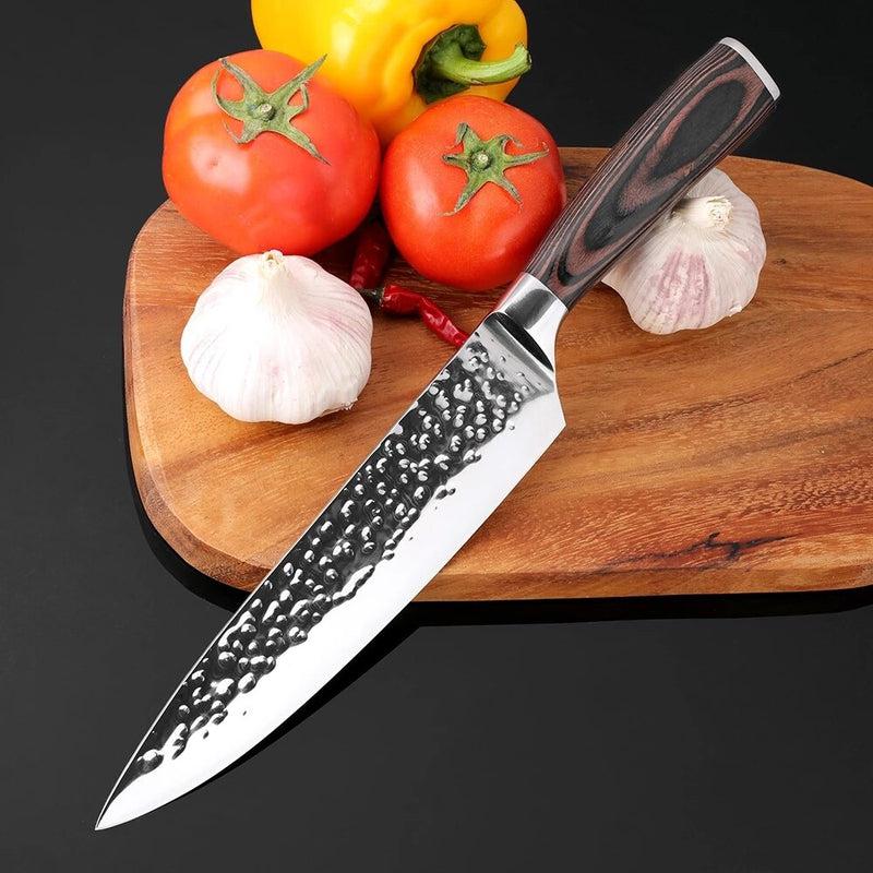 XITUO 8" Stainless Steel Chef Knife - High-Quality Meat Cutter with Wood Handle